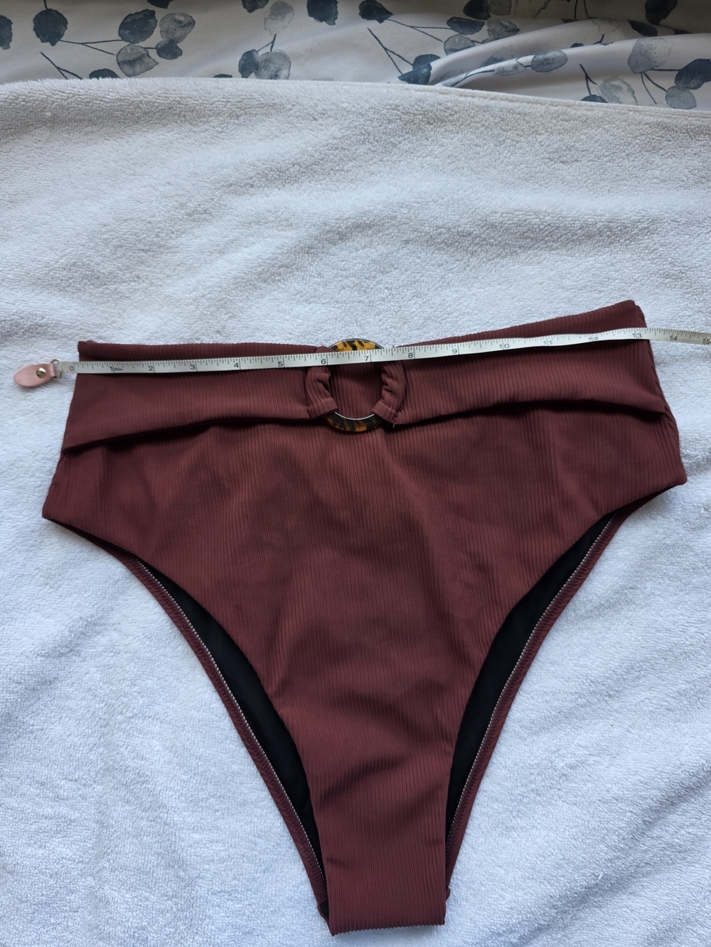 NWT BERLOOK Deep Maroon Ribbed High-Waisted Bikini Bottoms Size L - Picture 6 of 6